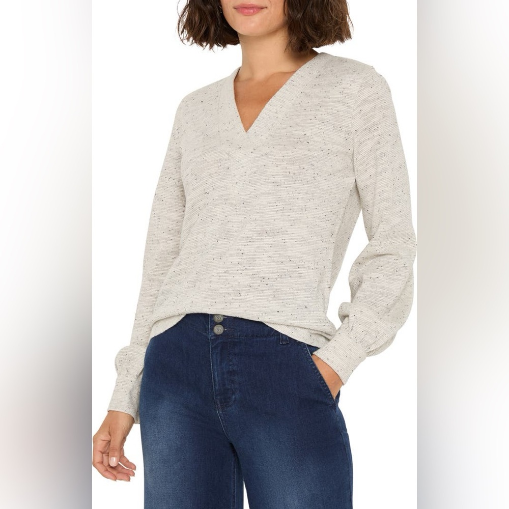 NIC+ZOE Downtown Sparkle Knit Top in Grey Mix NEW 1X
